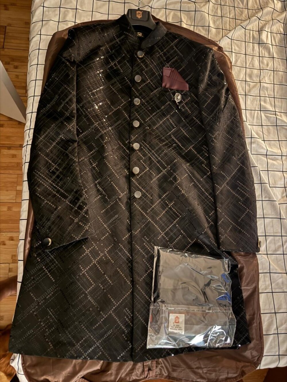 Kohl Black Sequined Indo Western Set